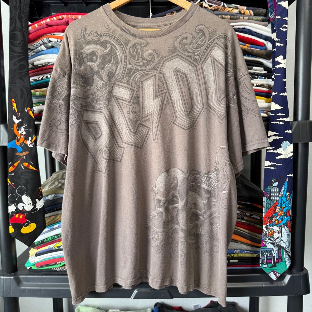 Y2K Grey AC/DC Liquid Blue Graphic Tee XXL